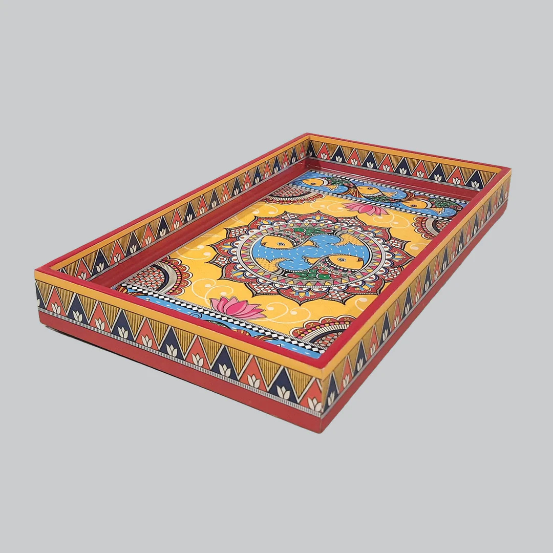 Madhubani Rectangle Enamel Small Tray