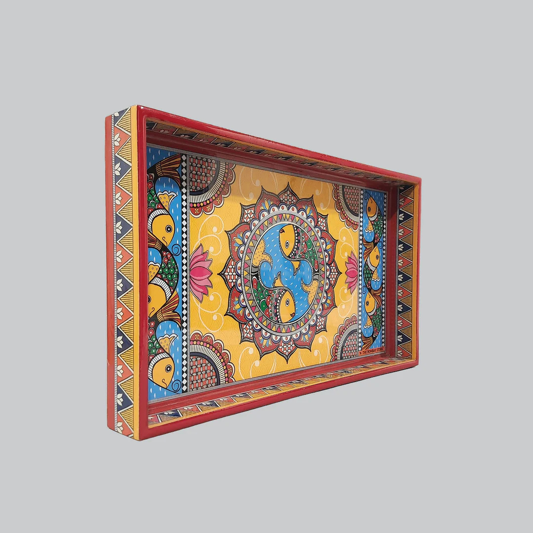 Madhubani Rectangle Enamel Small Tray