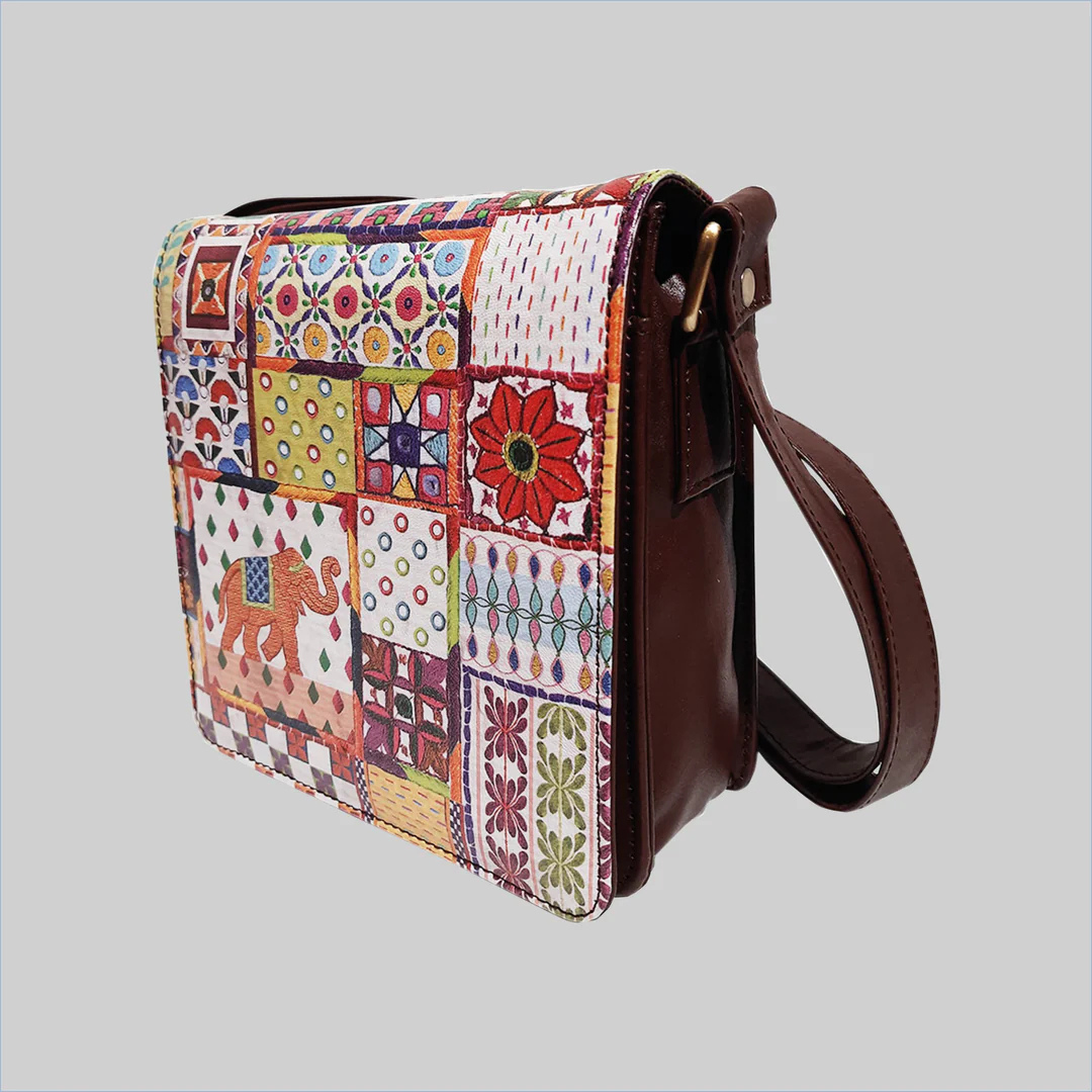 Sui Dhaaga Faux Leather Square Sling Bag