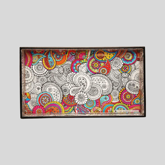 Doodle Mandala Rectangle Enamel Mini Tray