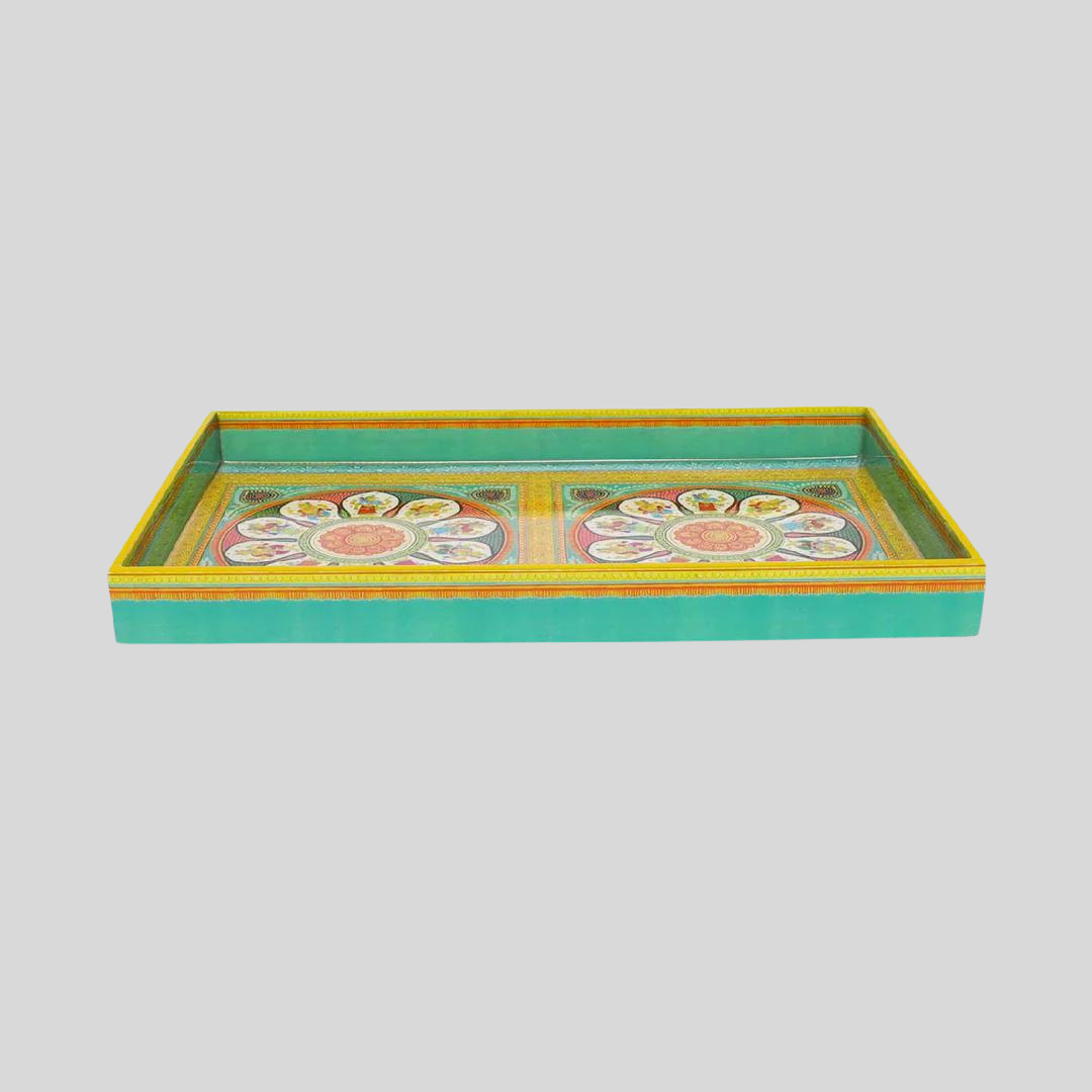 Pattachitra Folktales Rectangle Enamel Medium Tray