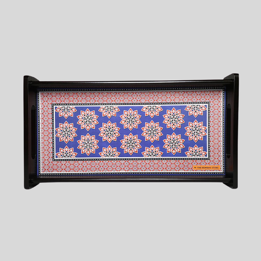 Ajrakh Rectangle Mini Tray with Matte Finish (Indigo)