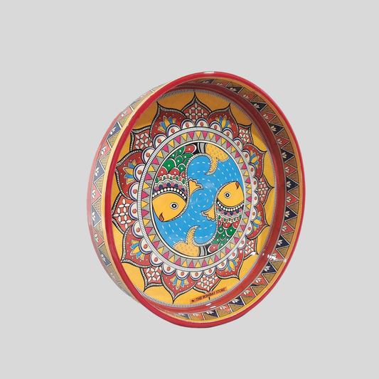 Madhubani Enamel Round Tray