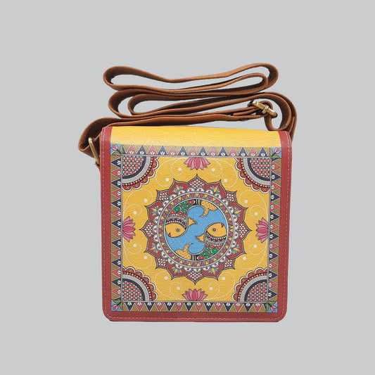 Madhubani Faux Leather Square Sling Bag